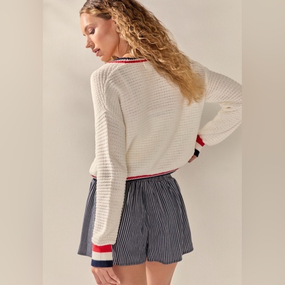 NWT Blue Rain Francesca's Jenn Striped Border Cardigan Knit Matching Set size M - Picture 3 of 9